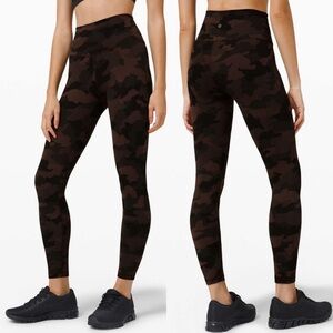 Lululemon 2020 High Rise Training Tights Camouflage Brown Camo Size 6 Wunder Run